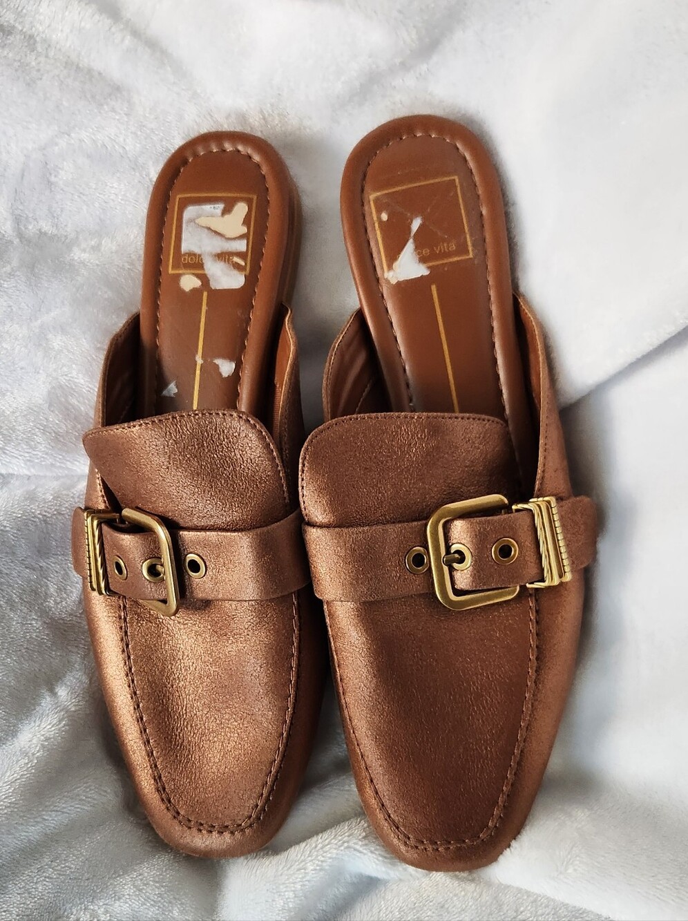 Dolce Vita Metallic Bronze Buckle Mule Loafers
